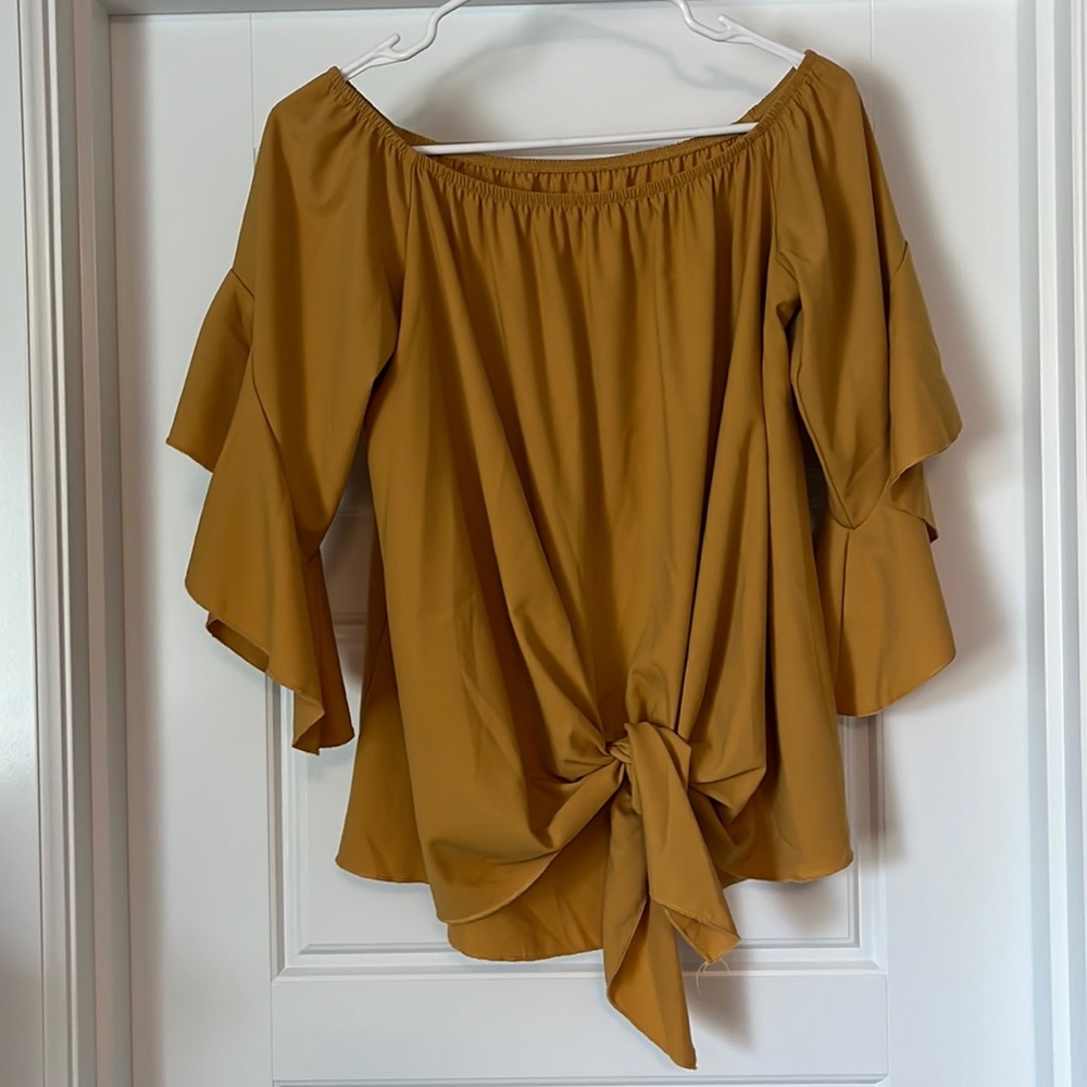 Mustard off the shoulder top
